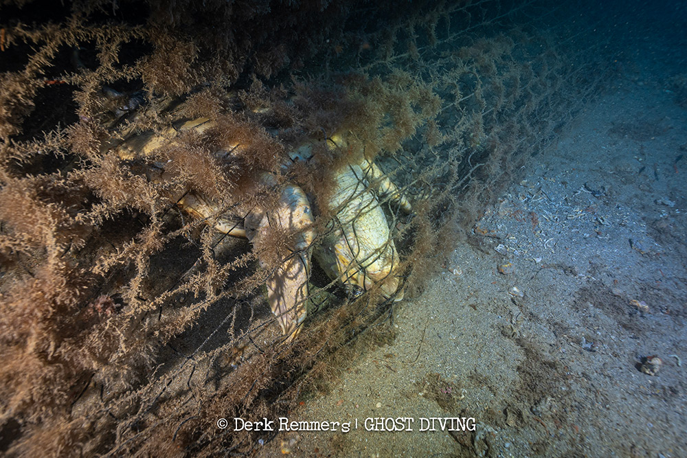 dode schildpad Middellandse Zee Ghost net Diving